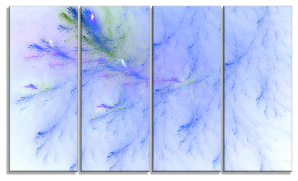 Light Blue Veins of Marble, Abstract Wall Art Canvas, 48"x28", 4 Panels