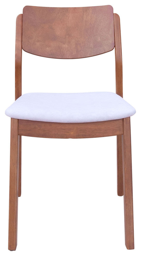 Dining Chair, Set of 2, Fabric, Wood, Gray, Walnut, Bar Kitchen Pub Bistro