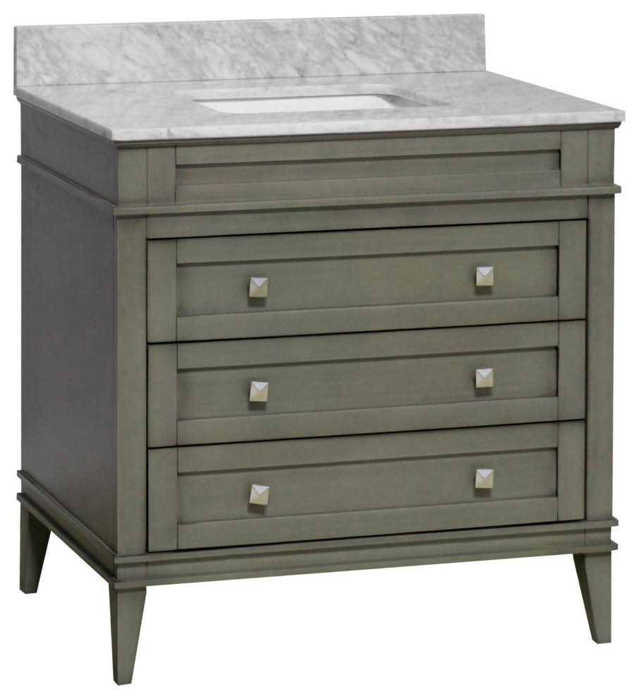 Eleanor 36" Bathroom Vanity, Weathered Gray, Carrara Marble