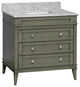 Eleanor 36" Bathroom Vanity, Weathered Gray, Carrara Marble