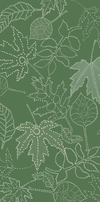 Dotted Leaves Floral Print Bath Towel, Green