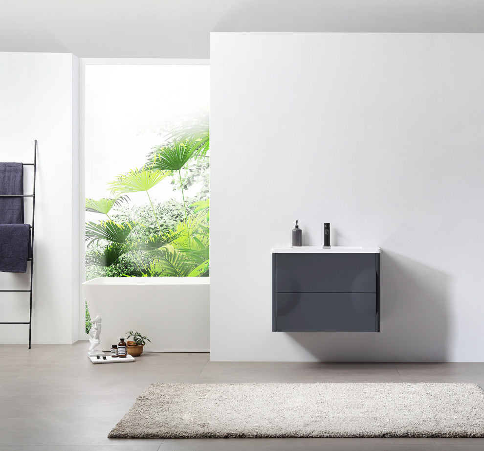 Colmar Wall Mount Vanity, Dark Gray, 30"