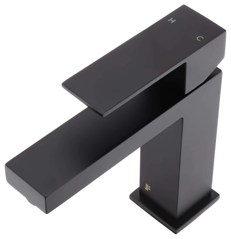 Fine Fixtures Modern Single Hole Bathroom Sink Faucet with Pop-up Drain, Black