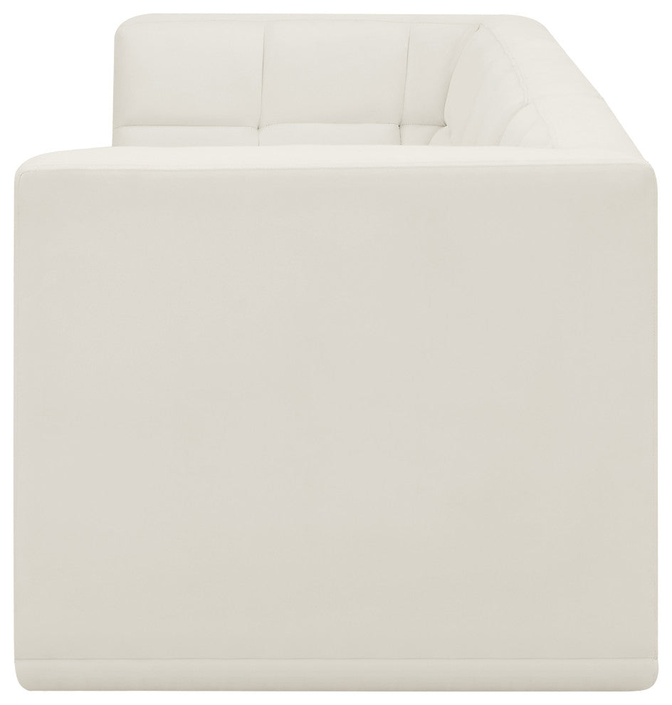 Relax Velvet Upholstered 4-Piece Modular Sofa, Cream