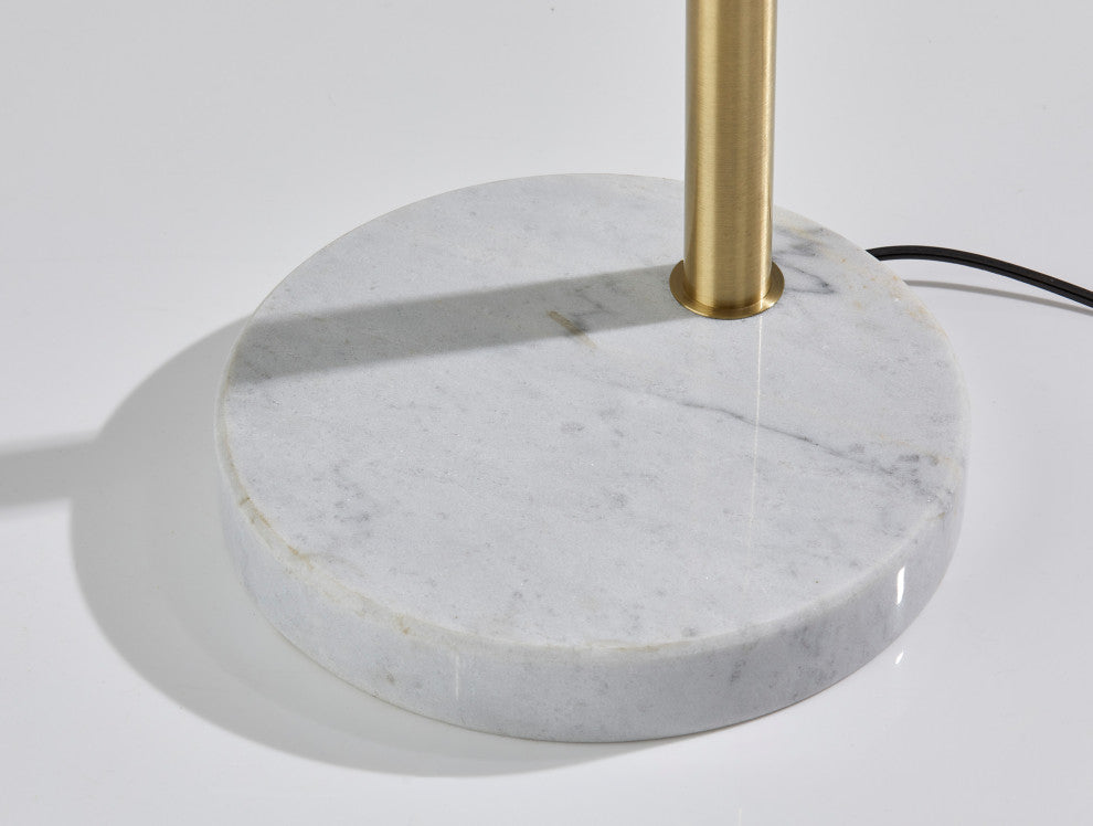 Remi Arc Lamp, Antique Brass with White Opal Glass