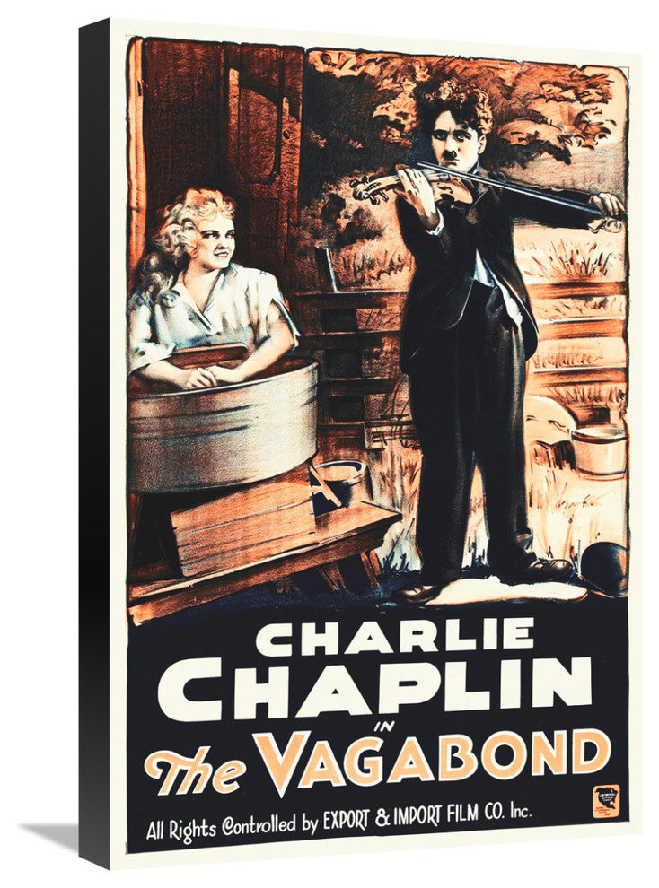 "Charlie Chaplin - French - The Vagabond, 1916" Canvas Giclee, 16"x24"