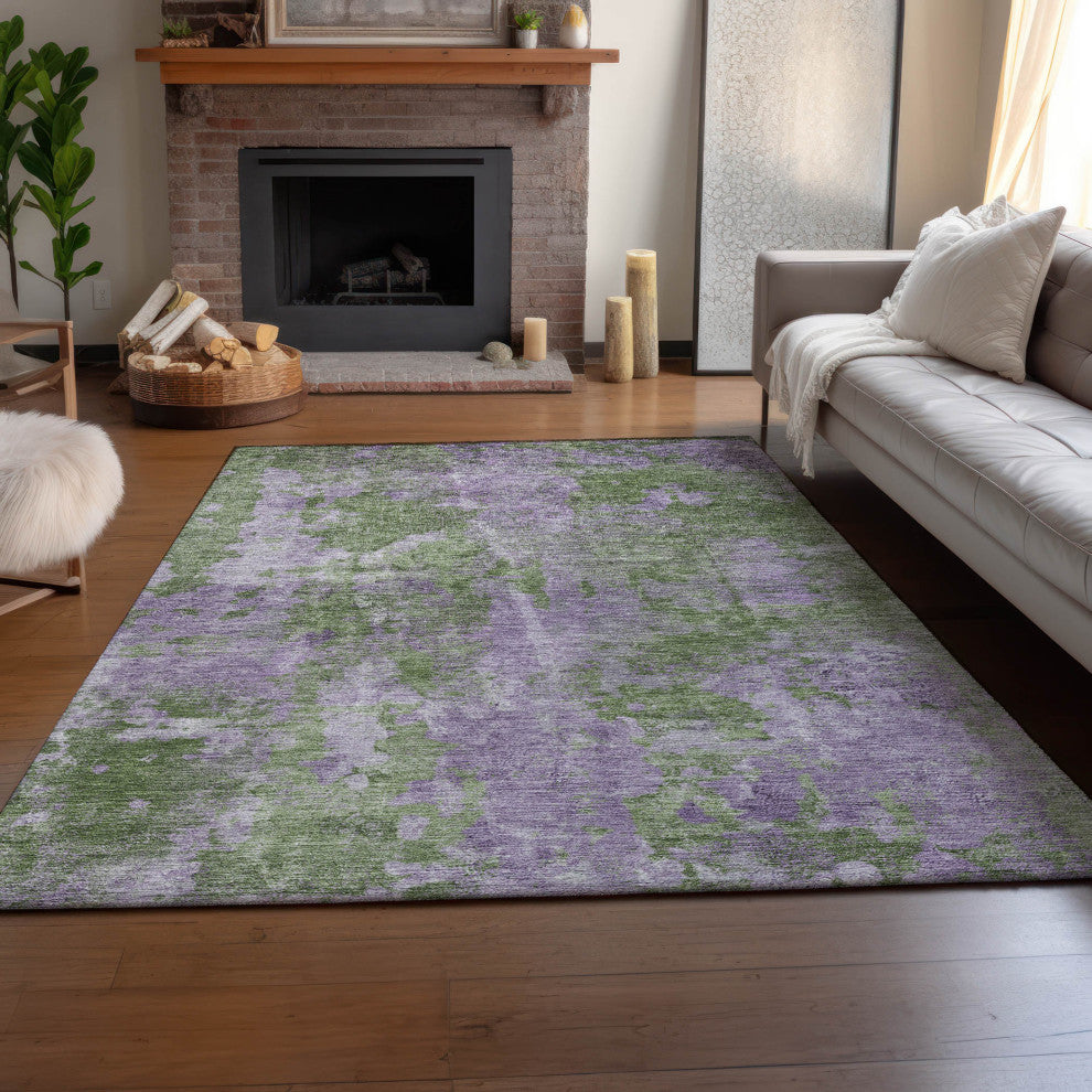 Premium Machine Washable Mayfield AMF573 Green 2'6" x 3'10" Rug