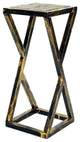 19.5 Inches Stone Top Plant Stand with Geometric Base, Black and Gray