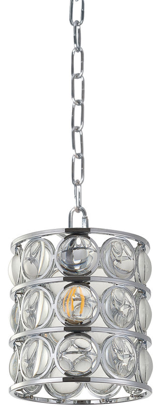 Chrome Metal Single Pendant Lighting With Clear Magnifying Glass