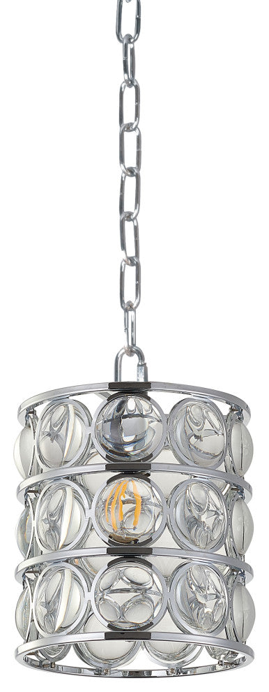Chrome Metal Single Pendant Lighting With Clear Magnifying Glass