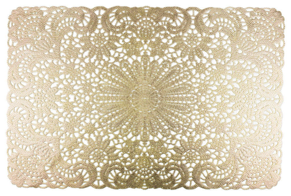 DII Placemat PVC Lace, Set of 6 Gold