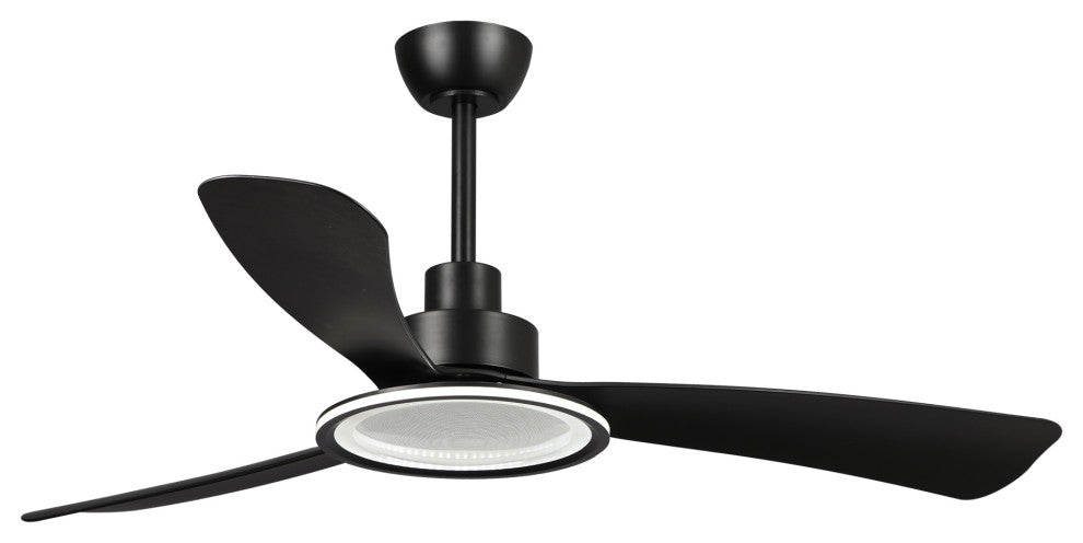 52 in.Modern Black LED Ceiling Fan with Light and Remote Control