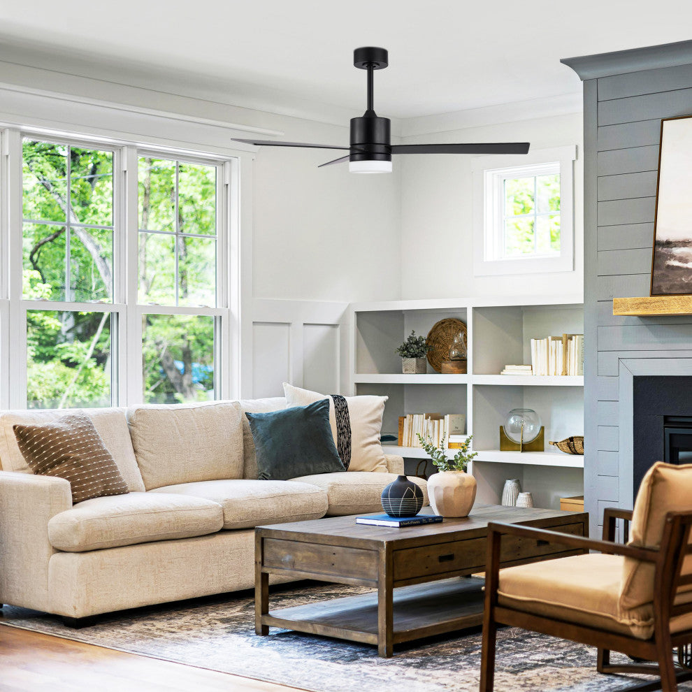 52" 3-Blade LED Ceiling Fan With Remote Control and Light Kit