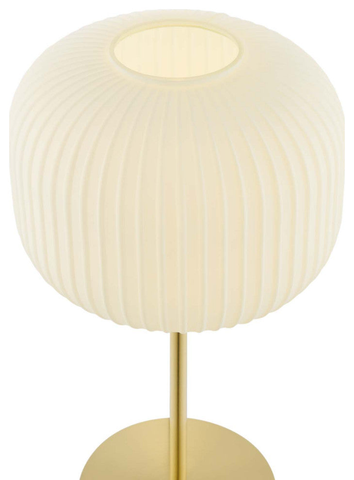 Table Lamp, White Gold, Glass, Modern, Mid Century Cafe Bistro Hospitality