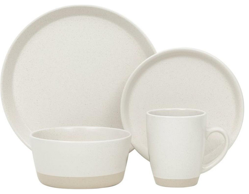 Safdie & Co. Stoneware Dinnerset 16 Piece 2-Tone Cream