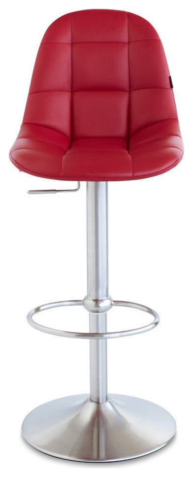 Rochelle Bar Stool Leatherette Seat Adjustable Height Trumpet Base, Red