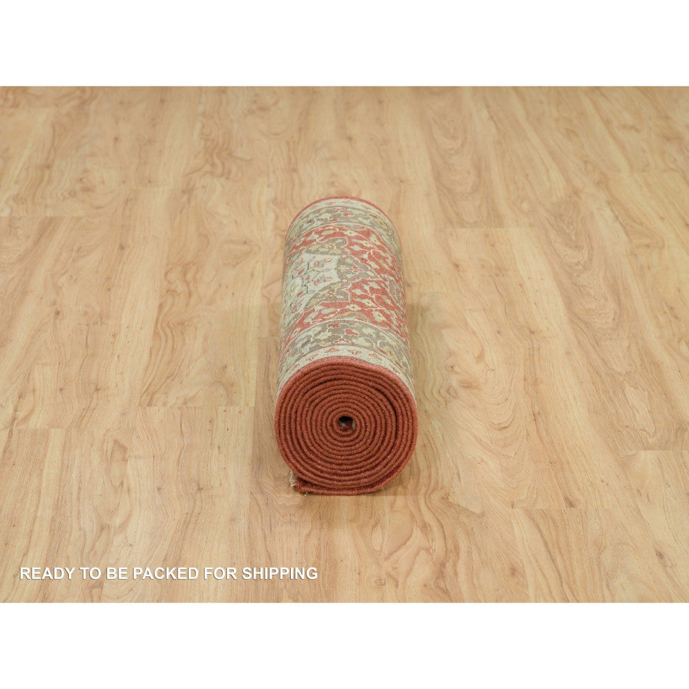 Turkey Red Antiqued Haji Jalili Design Hand Knotted Wool XL Runner Rug 2'8"x16'