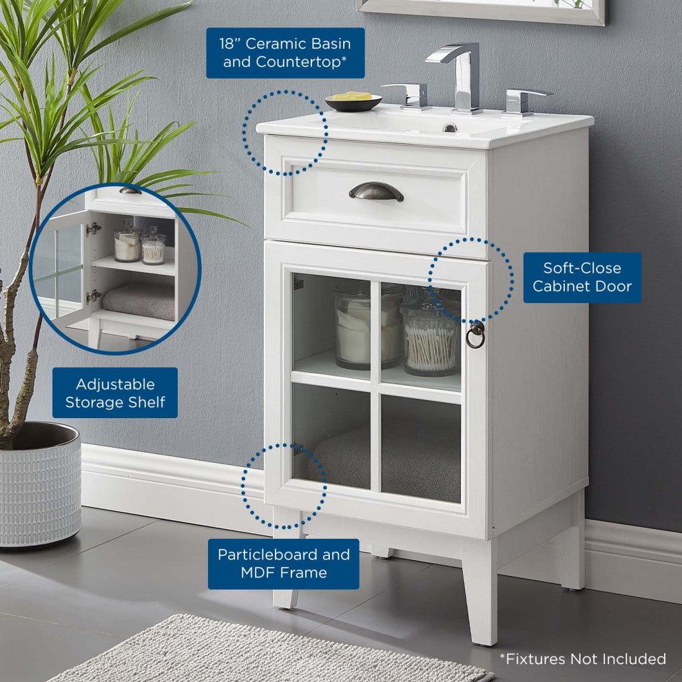 Isle 18" Bathroom Vanity Cabinet White White -5423