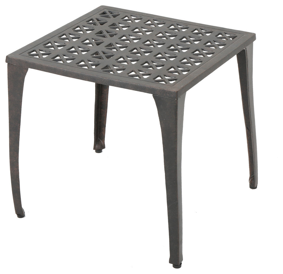 GDF Studio Kata Outdoor 18" Bronze Finished Cast Aluminum Side Table