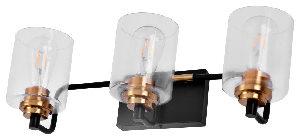 Lazzur Huisne 3 Light 23" Matte Black Wall Sconce