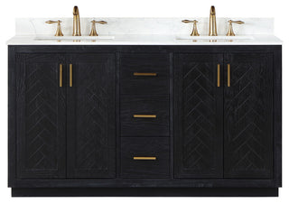 Altair Gazsi Black Oak Bathroom Vanity Set, 60", Without Mirror