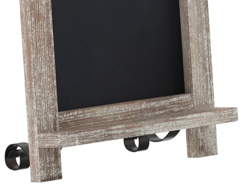Canterbury Magnetic Chalkboard WithMetal Scrolled Legs, Hang or Countertop Board, Weathered Brown