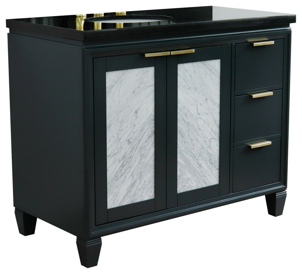 43" Single Vanity, Dark Gray Finish With Black Galaxy