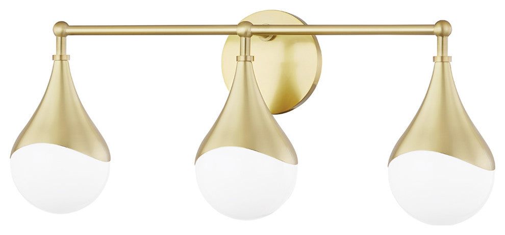Ariana 3-Light LED Bath Bracket, Aged Brass, Opal Glossy Glass