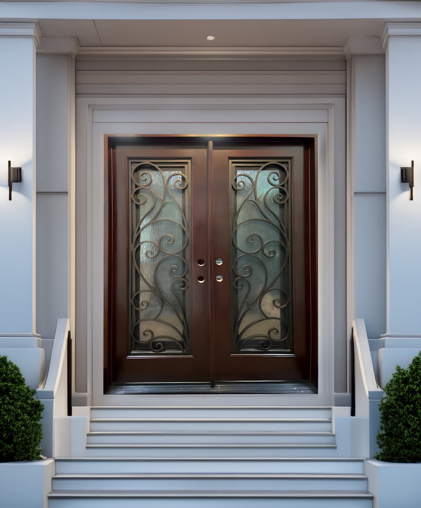 Exterior Front Entry Composite Double Door FRC08, 60"x80", Left Opening Inward