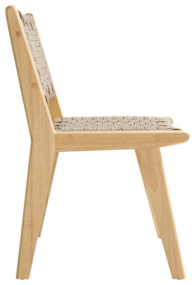 Saoirse Woven Rope Wood Dining Side Chair, Set of 2, Natural Natural