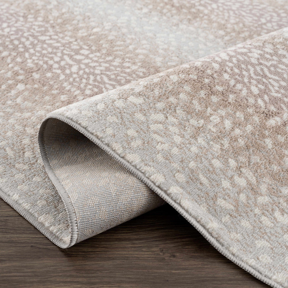 Hauteloom Pointblank Tan Leopard Print Rug, 7'10"x10' Rectangle