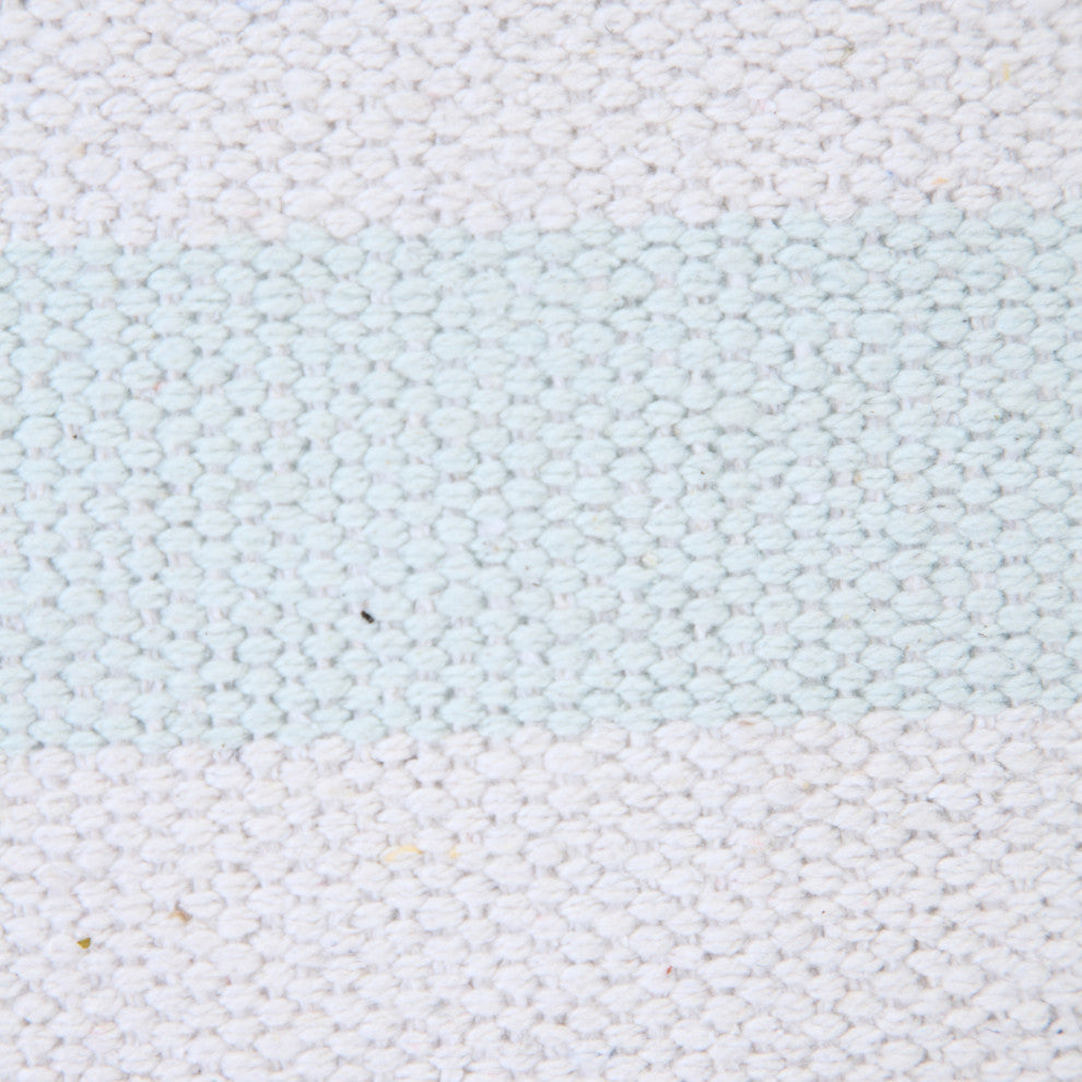 Ox Bay Handwoven Baby Blue/White Stripe Organic Cotton Pillow Cover, 20"x20"