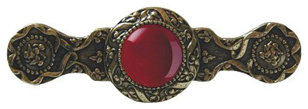 Victorian Jewel Pull Brite Brass/Red Carnelian