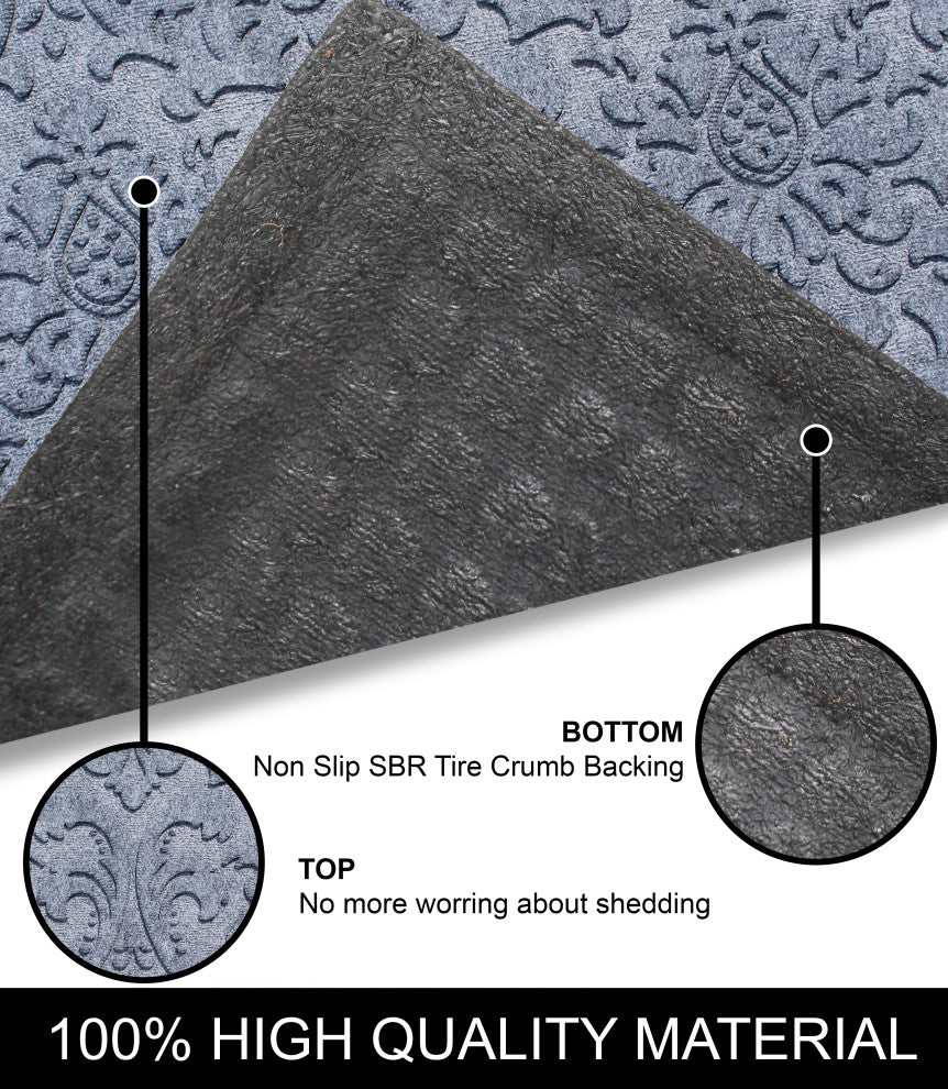 Brocade 24"x36" Mat, Anti Slip Fabric Finish, Tire Crumb Backing, Medium Gray