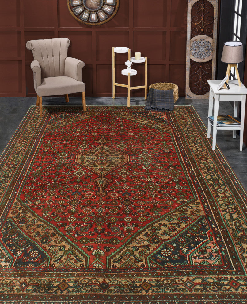 Fine Vintage Distressed Manizheh Red Runner