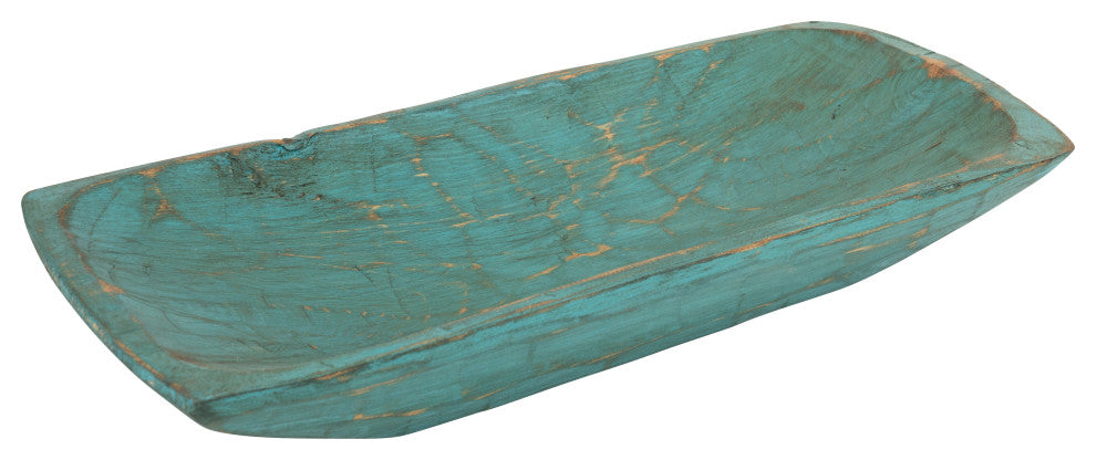 Santa Fe Wooden Carved Dough Bowl, Turquoise