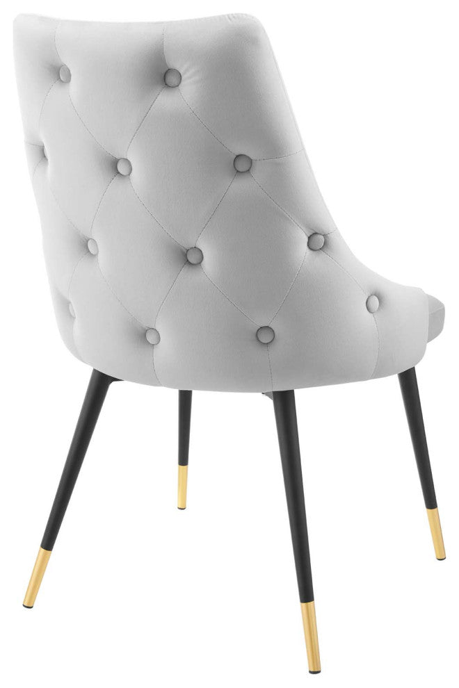 Adorn Dining Side Chair Performance Velvet Set of 2 Light Gray