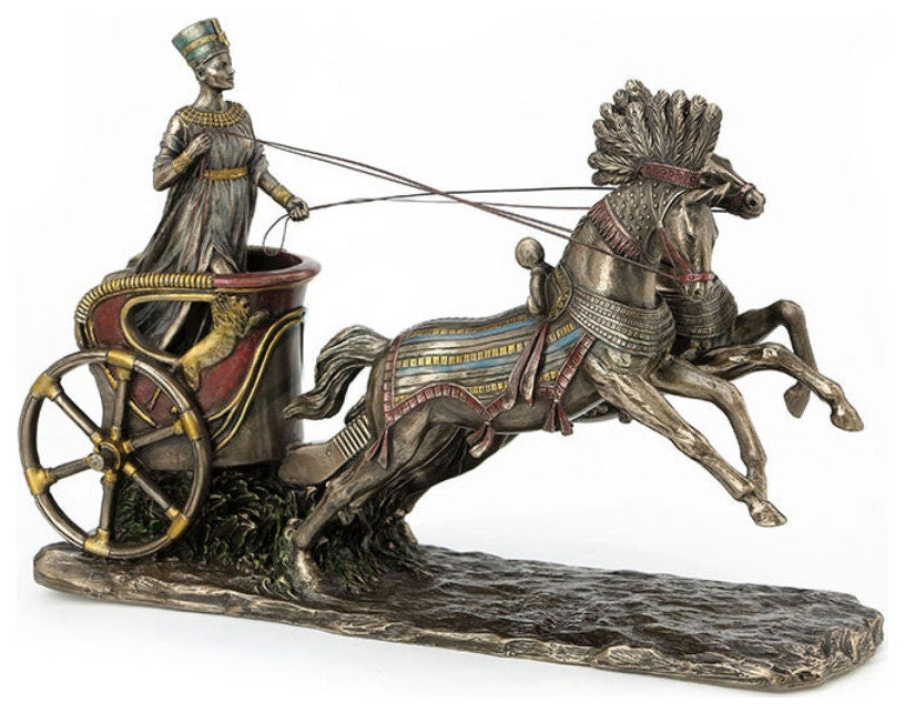 Egyptian Queen Nefertiti On Chariot Sculpture