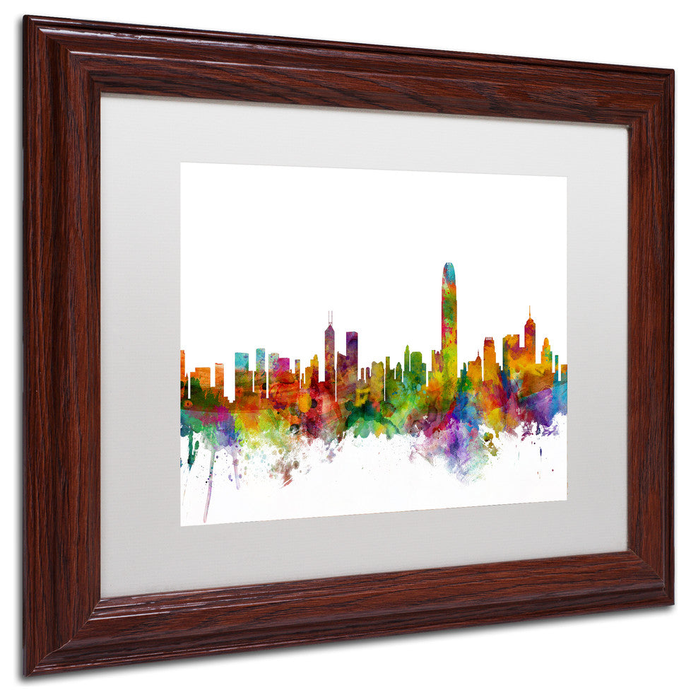 Michael Tompsett 'Hong Kong Skyline White' Matted Framed Art, 11x14