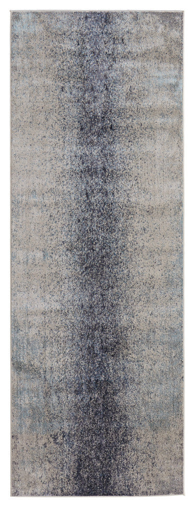 Oria Industrial Abstract Area Rug, Ivory/Blue, 2'10"x7'10"