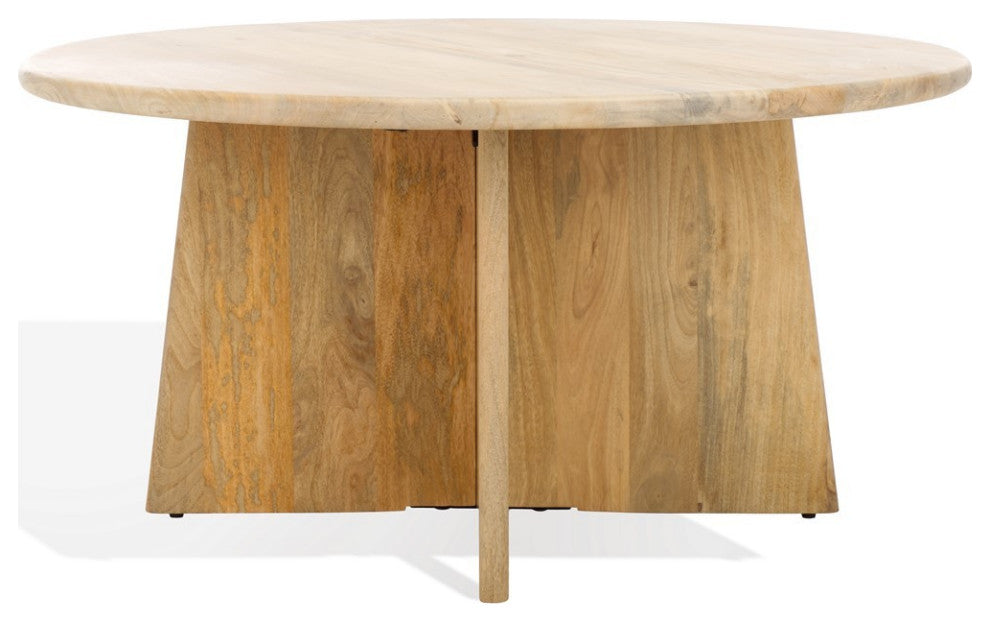 Safavieh Couture Madilynn Round Wood Coffee Table, Natural