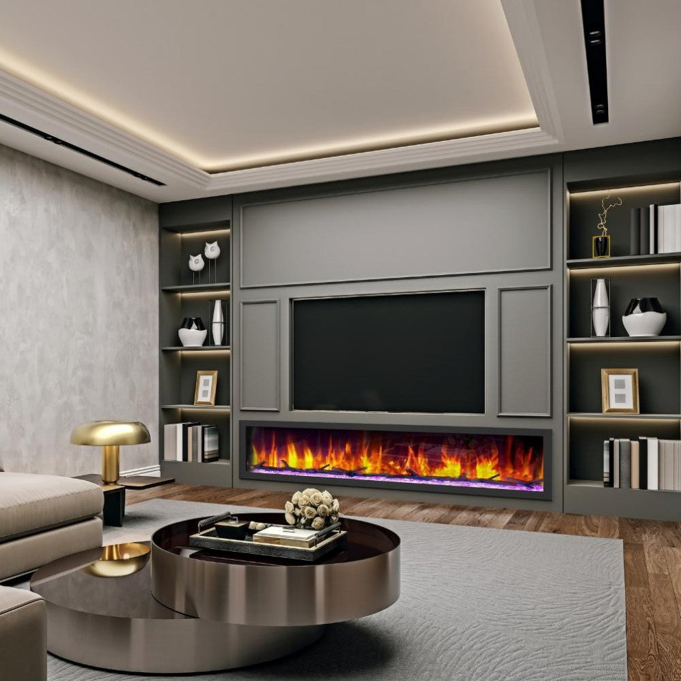 Dynasty Cascade Built-in Linear Smart Electric Fireplace, 82" Wide