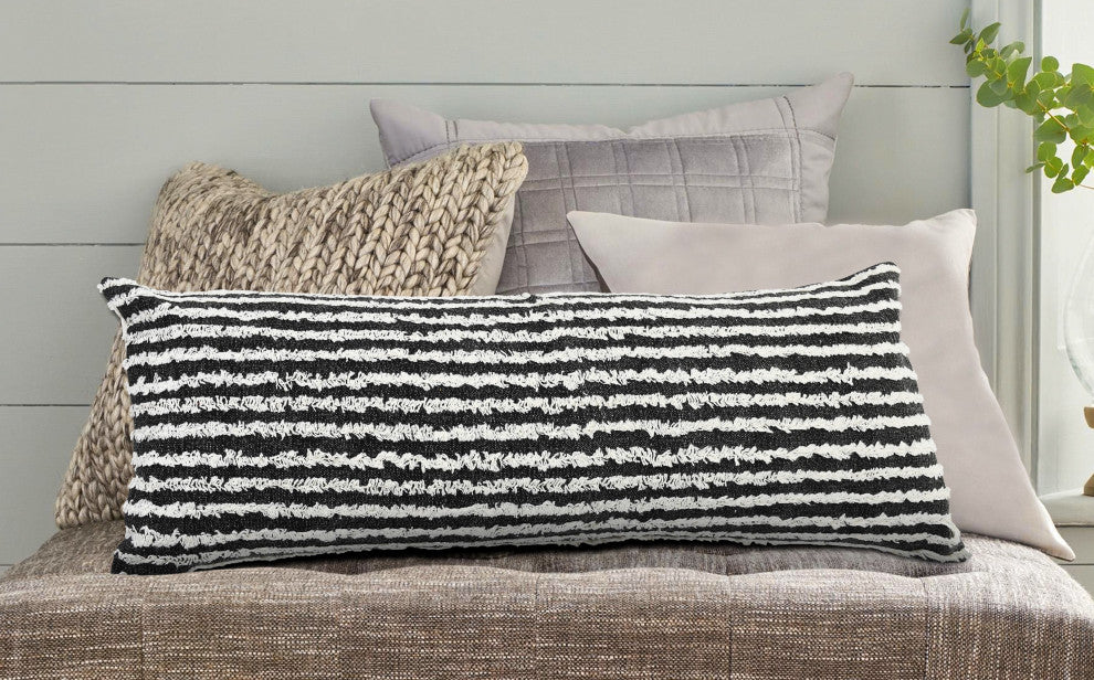 Black Wispy Ways Throw Pillow, 14"x36"