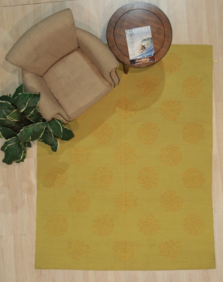 Yellow Contemporary Modern Modern Flat Weave Area Rug