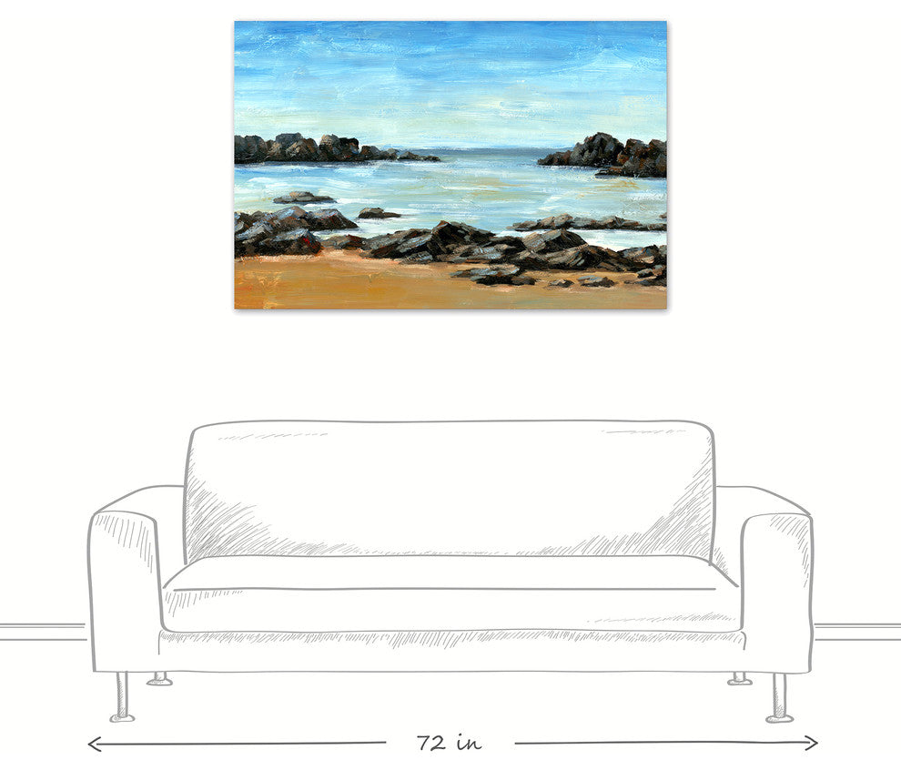 Rocky Beach Landscape 32x48 Canvas Wall Art