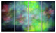 Green Blue Sky with Stars, Abstract Canvas Art Print, 48"x28", 4 Panels