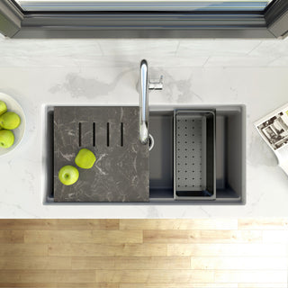 Nantucket Sinks Undermount Workstation Granite Composite, Titanium