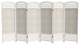 4' Tall Fiber Weave Room Divider, White, 6 Panels