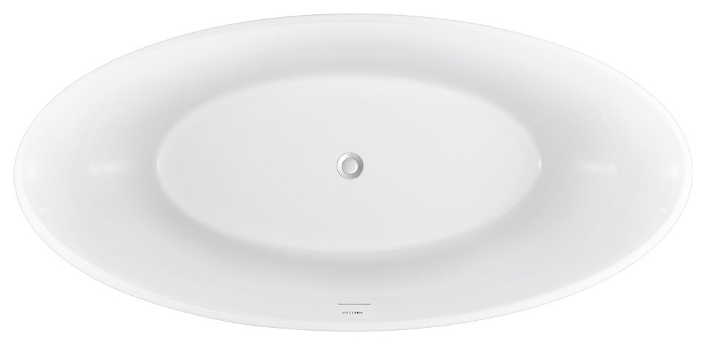 59" Acrylic Freestanding Oval Non-Whirlpool Soaking Bathtub, Black White