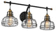 3-Light Black and Antique Gold Vanity With Clear Glass Shades